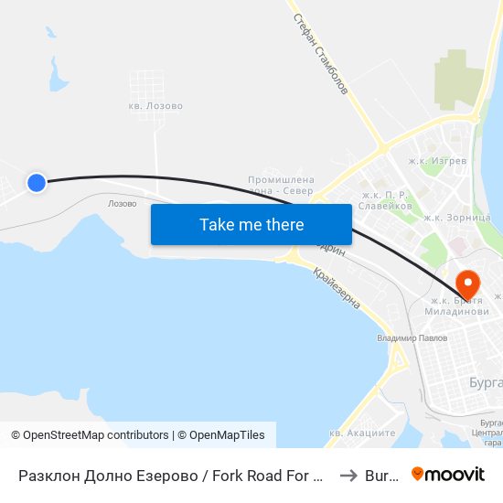 Разклон Долно Езерово / Fork Road For Dolno Ezerovo to Burgas map