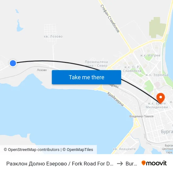 Разклон Долно Езерово / Fork Road For Dolno Ezerovo to Burgas map