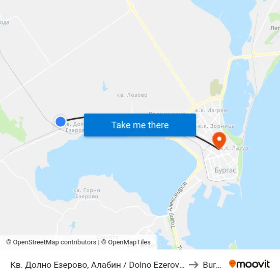 Dolno Ezerovo Quarter, Alabin to Burgas map