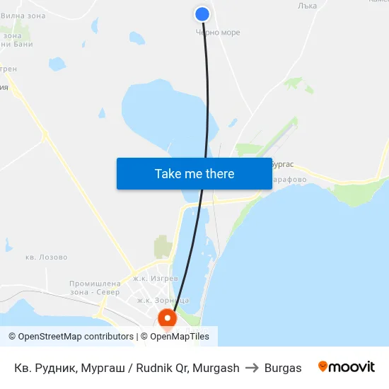 Rudnik Quarter, Murgash to Burgas map