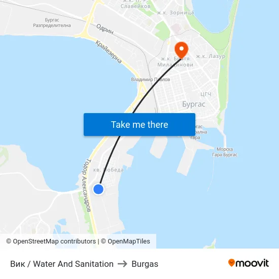 Water And Sanitation to Burgas map