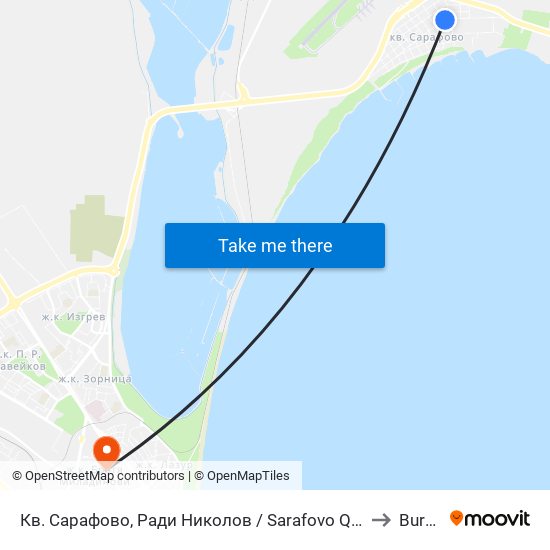 Кв. Сарафово, Ради Николов / Sarafovo Qr, Radi Nikolov to Burgas map