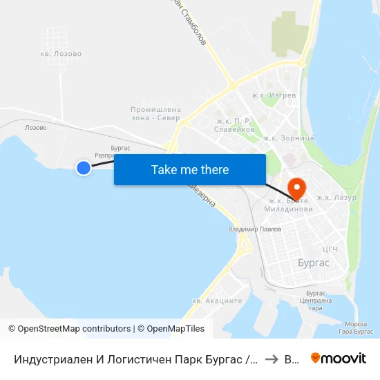 Индустриален И Логистичен Парк Бургас / Industrial And Logistic Park Bourgas to Burgas map
