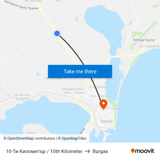 10th Kilometer to Burgas map