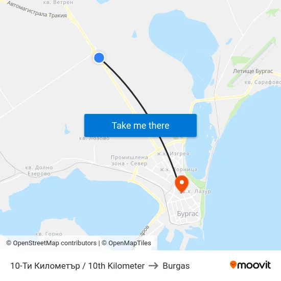 10-Ти Километър / 10th Kilometer to Burgas map