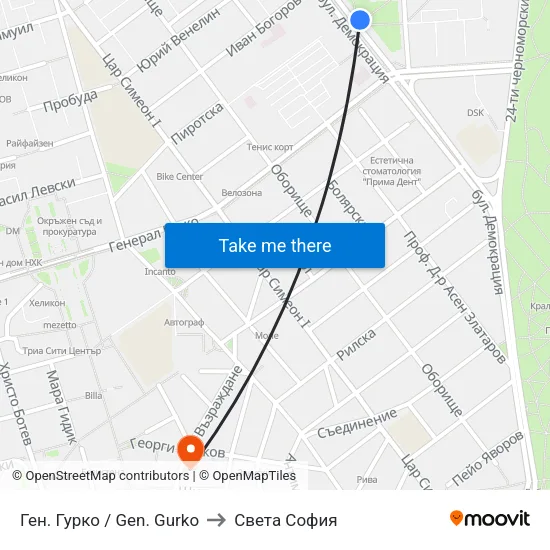Ген. Гурко / Gen. Gurko to Света София map