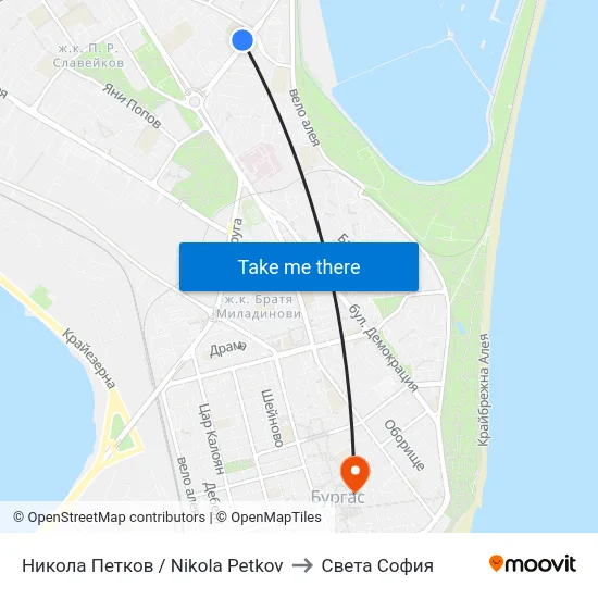 Никола Петков / Nikola Petkov to Света София map