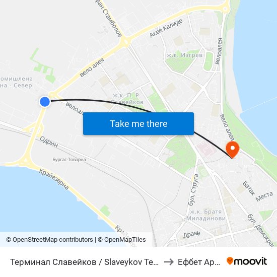 Терминал Славейков / Slaveykov Terminus to Ефбет Арена map