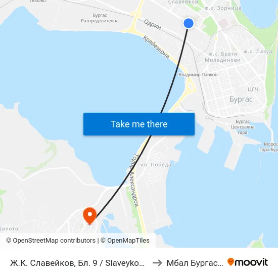Ж.К. Славейков, Бл. 9 / Slaveykov Qr, Bl. 9 to Мбал Бургасмед map