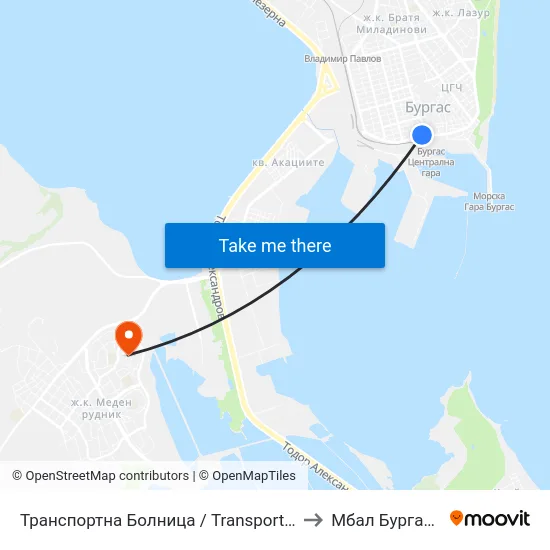 Транспортна Болница / Transport Hospital to Мбал Бургасмед map
