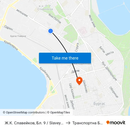 Ж.К. Славейков, Бл. 9 / Slaveykov Qr, Bl. 9 to Транспортна Болница map