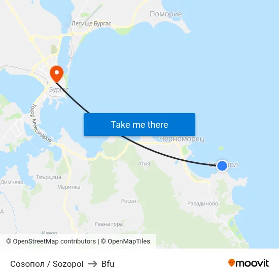 Созопол / Sozopol to Bfu map