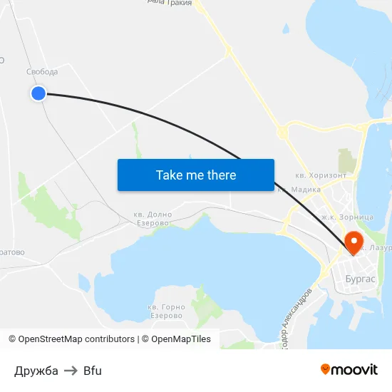 Дружба to Bfu map