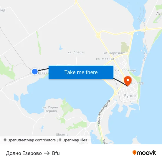 Долно Езерово to Bfu map