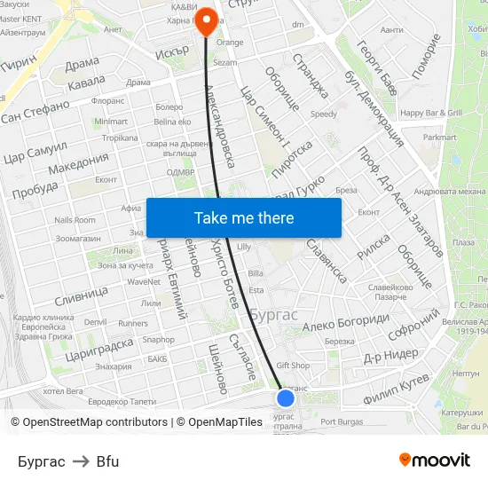 Бургас to Bfu map