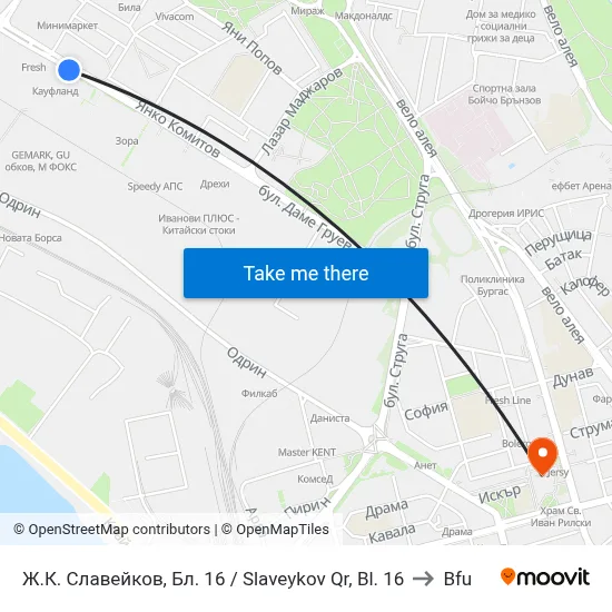 Ж.К. Славейков, Бл. 16 / Slaveykov Qr, Bl. 16 to Bfu map