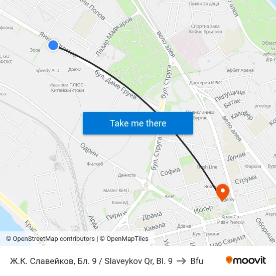 Ж.К. Славейков, Бл. 9 / Slaveykov Qr, Bl. 9 to Bfu map