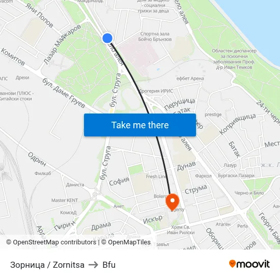 Zornitsa to BFU map
