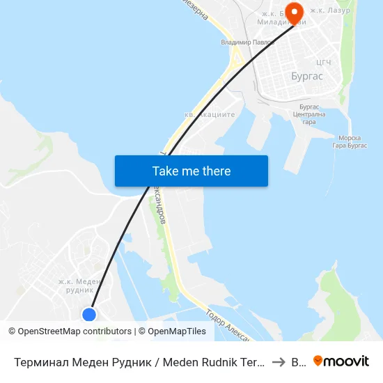 Meden Rudnik Terminus to BFU map