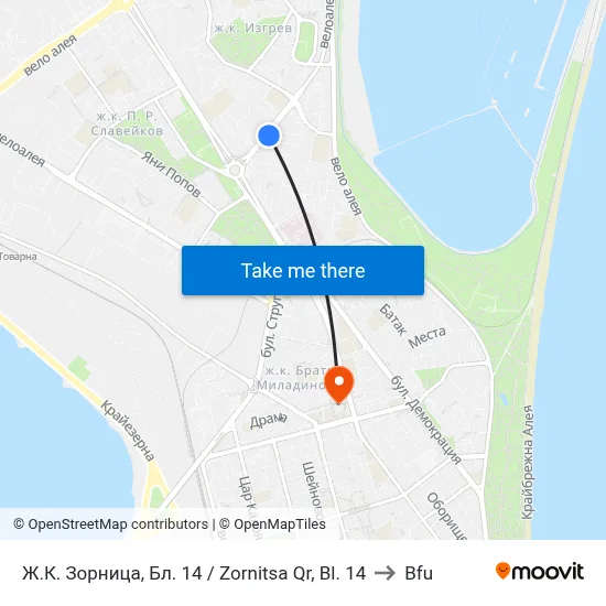 Zornitsa Quarter, Block 14 to BFU map