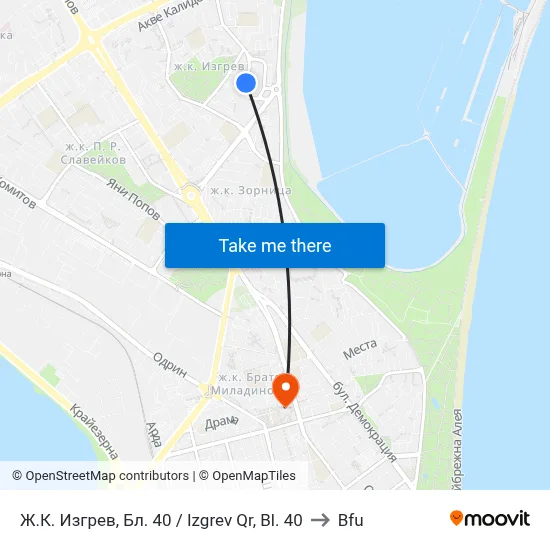 Izgrev Quarter, Block 40 to BFU map