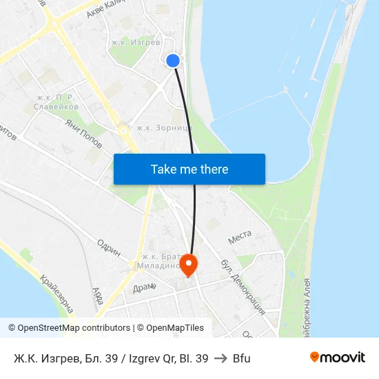 Izgrev Quarter, Block 39 to BFU map