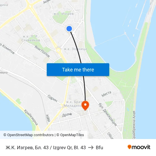 Izgrev Quarter, Block 43 to BFU map