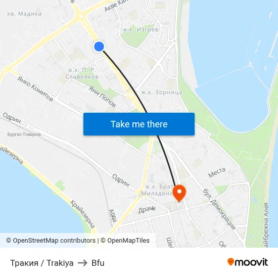 Trakiya to BFU map
