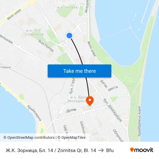Zornitsa Quarter, Block 14 to BFU map
