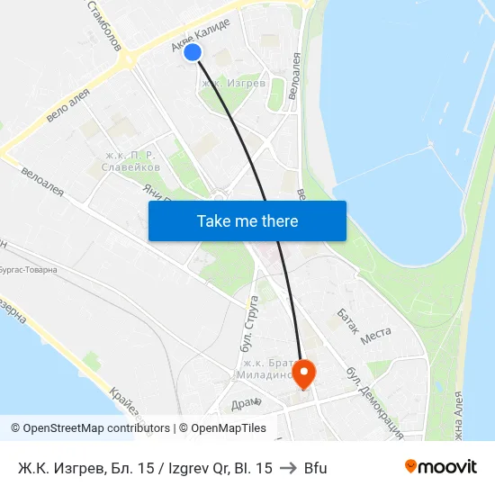Izgrev Quarter, Block 15 to BFU map