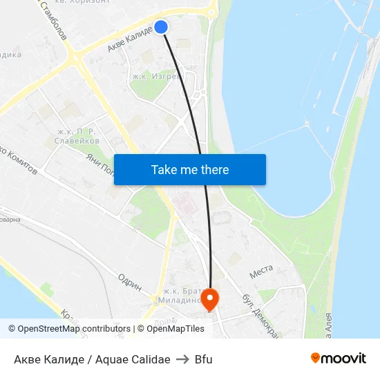 Aquae Calidae to BFU map