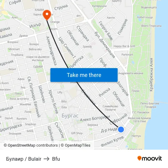 Bulair to BFU map