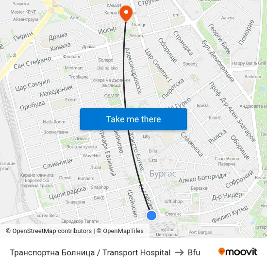 Transport Hospital to BFU map