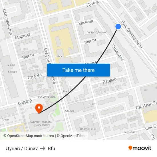 Dunav to BFU map