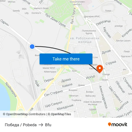 Pobeda to BFU map