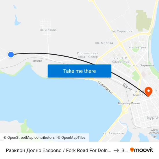Fork Road For Dolno Ezerovo to BFU map