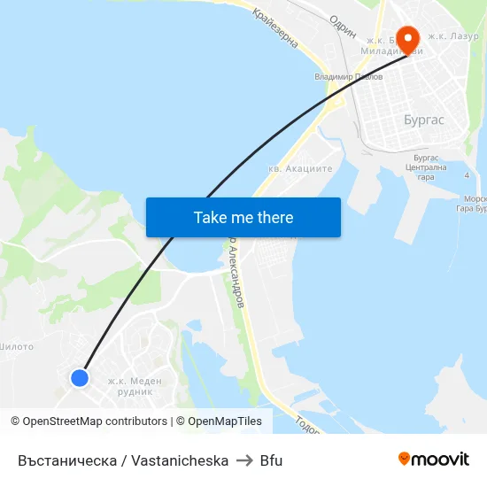 Vastanicheska to BFU map