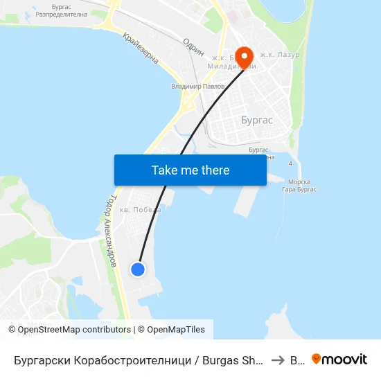 Burgas Shipyards to BFU map