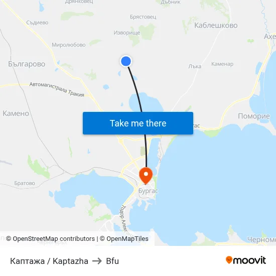 Kaptazha to BFU map