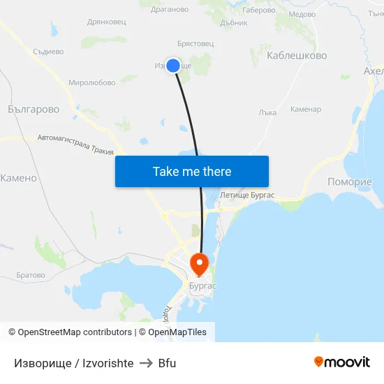 Izvorishte to BFU map