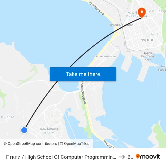 High School of Computer Programming and Innovation to BFU map