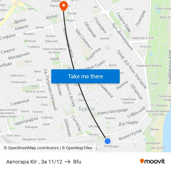 South Bus Station, For 11/12 to BFU map