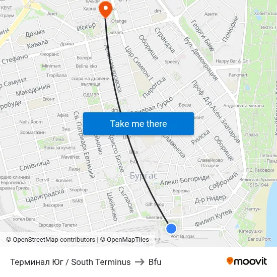 South Terminus to BFU map