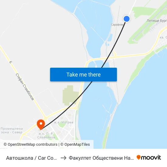 Автошкола / Car Coach to Факултет Обществени Науки map
