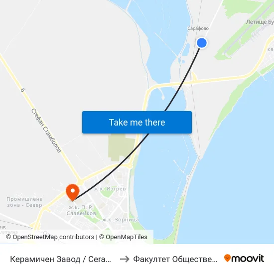 Керамичен Завод / Ceramic Factory to Факултет Обществени Науки map