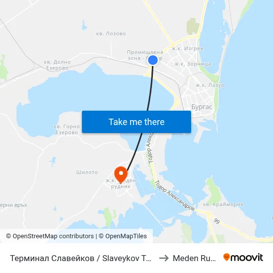 Терминал Славейков / Slaveykov Terminus to Meden Rudnik map