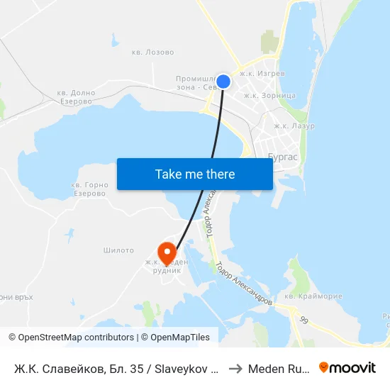 Ж.К. Славейков, Бл. 35 / Slaveykov Qr, Bl. 35 to Meden Rudnik map