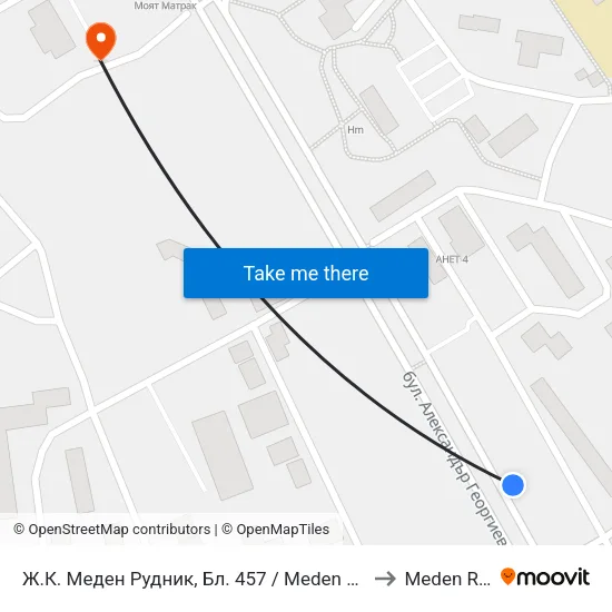 Ж.К. Меден Рудник, Бл. 457 / Meden Rudnik Qr, Bl. 457 to Meden Rudnik map
