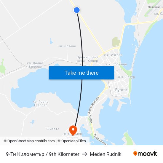 9-Ти Километър / 9th Kilometer to Meden Rudnik map
