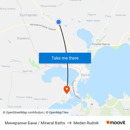 Минерални Бани / Mineral Baths to Meden Rudnik map